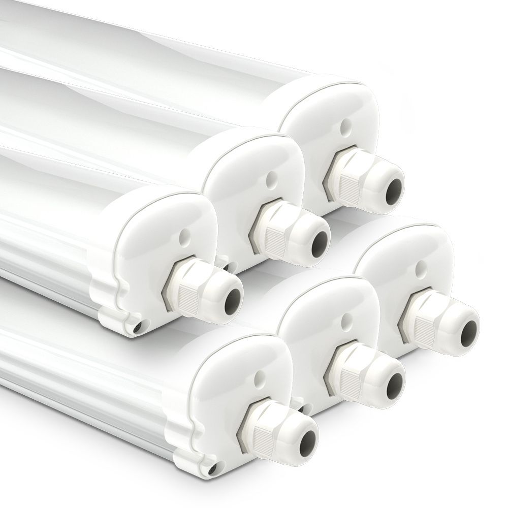 S-Series - Set van 6 LED TL armaturen 120cm - IP65 Waterdicht - 36 Watt 4320 Lumen (120lm/W) - 6500K Daglicht wit - Koppelbaar - IK07 - Tri-Proof plafondverlichting | HOFTRONIC