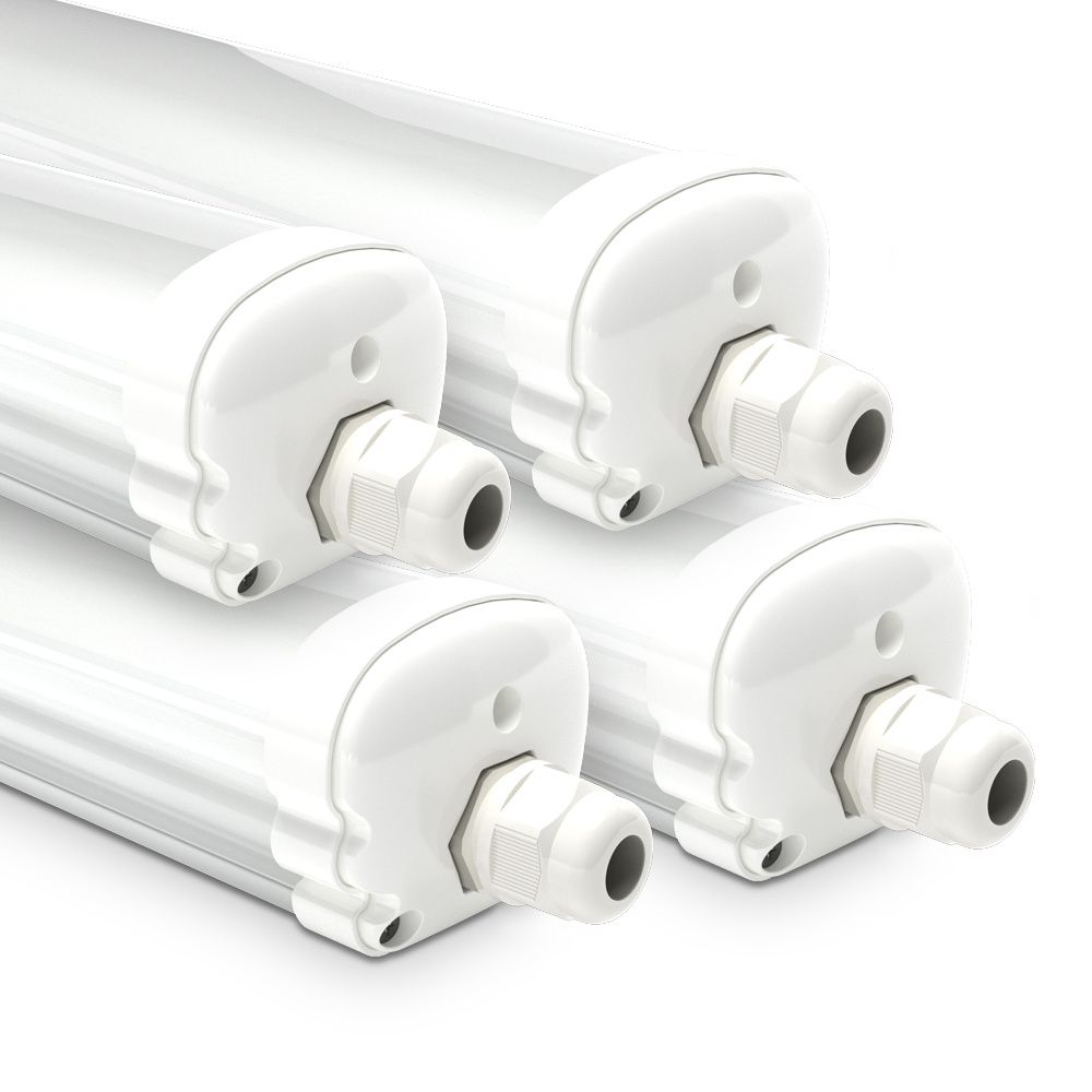S-series - Set van 4 LED TL armaturen 150cm - IP65 Waterdicht - 48 Watt - 5760 Lumen - 4000K Neutraal wit - Koppelbaar - IK07 - S-Series Tri-Proof plafondverlichting | HOFTRONIC
