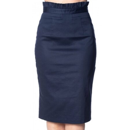 Sail Away Frill Pencil Skirt Navy-XS | 27% korting | Banned