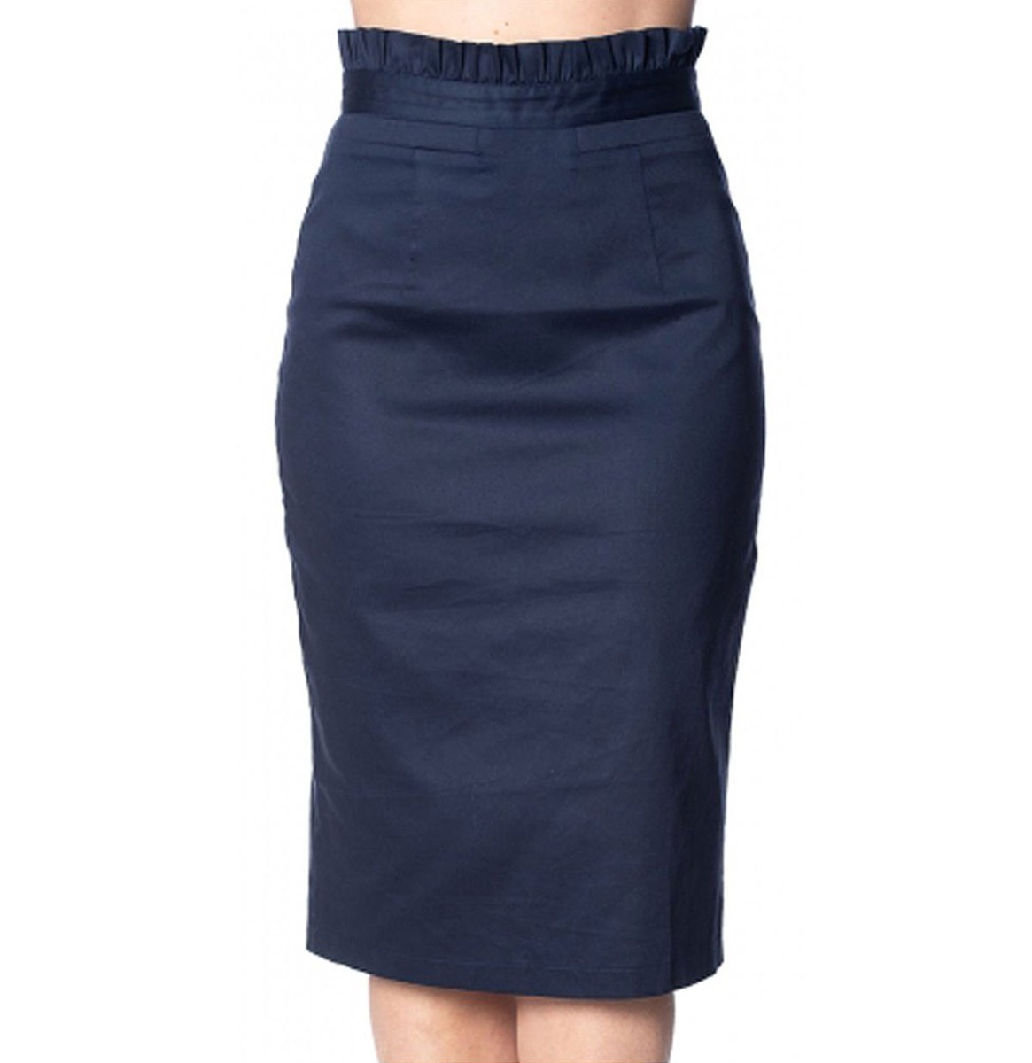 Sail Away Frill Pencil Skirt Navy-XS | 27% korting | Banned