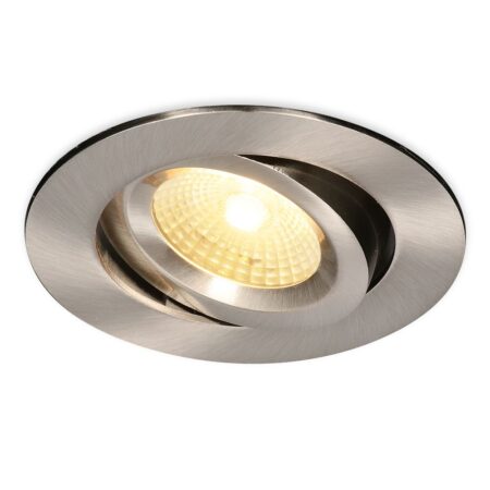 Salerno LED inbouwspot - 8W 650 lumen - 2700K warm wit - Dimbaar - Rond - Kantelbaar - IP44 waterdicht - RVS - Voor binnen