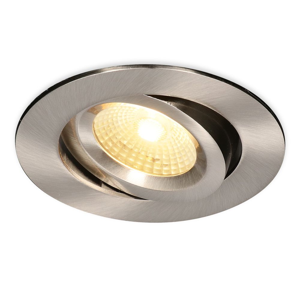 Salerno LED inbouwspot - 8W 650 lumen - 2700K warm wit - Dimbaar - Rond - Kantelbaar - IP44 waterdicht - RVS - Voor binnen