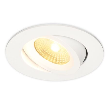 Salerno LED inbouwspot - 8W 650 lumen - 2700K warm wit - Dimbaar - Rond - Kantelbaar - IP44 waterdicht - Wit - Voor binnen
