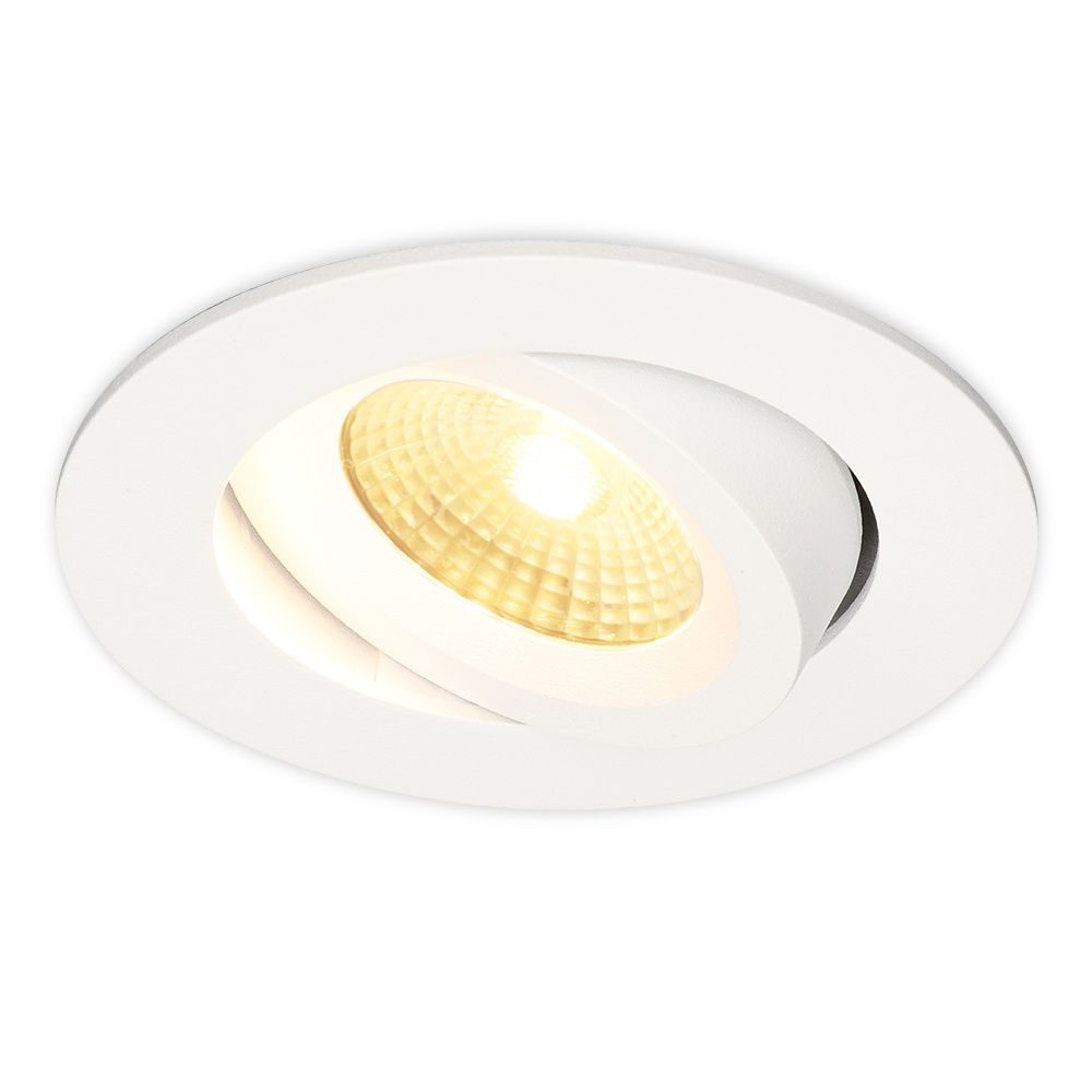 Salerno LED inbouwspot - 8W 650 lumen - 2700K warm wit - Dimbaar - Rond - Kantelbaar - IP44 waterdicht - Wit - Voor binnen