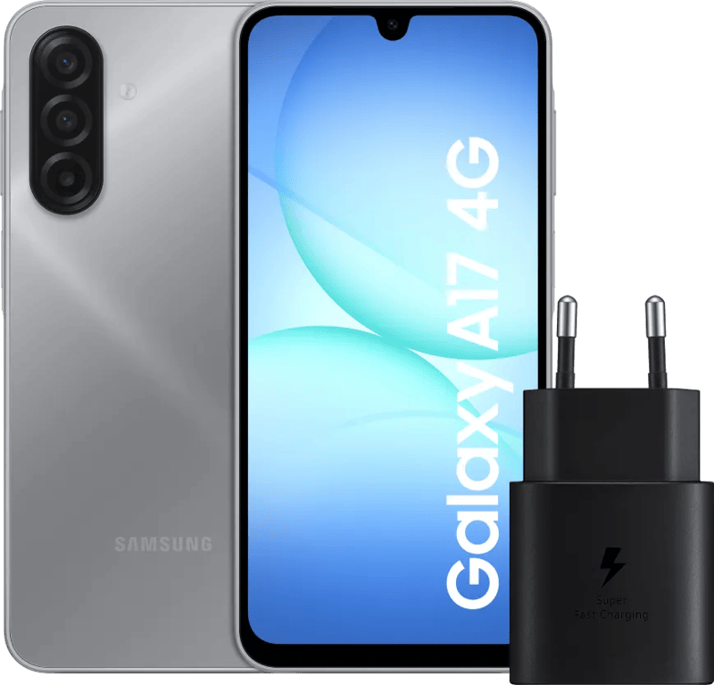 Samsung Galaxy A17 128GB Blauw 4G + Samsung Oplader 25 Watt Zwart