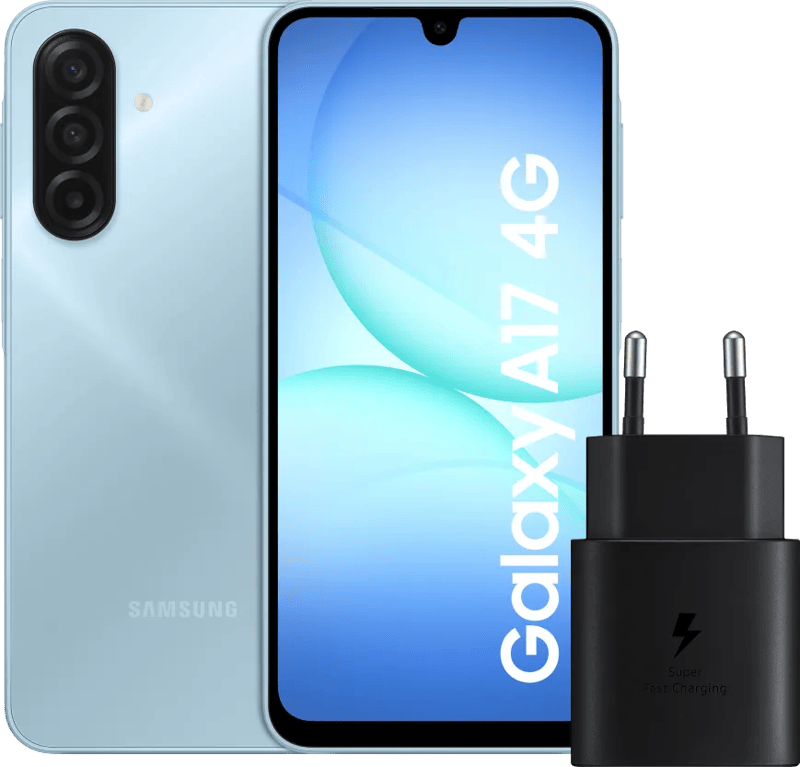 Samsung Galaxy A17 128GB Grijs 4G + Samsung Oplader 25 Watt Zwart