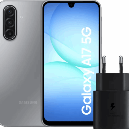 Samsung Galaxy A17 128GB Grijs 5G + Samsung Oplader 25 Watt Zwart