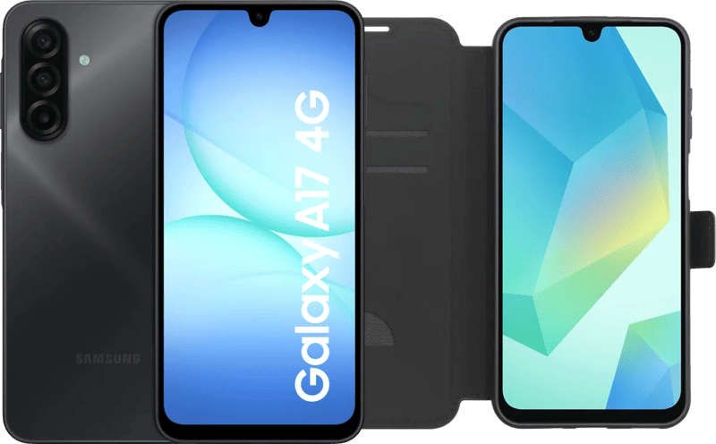 Samsung Galaxy A17 128GB Zwart 4G + BlueBuilt Book Case Zwart