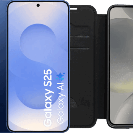 Samsung Galaxy S25 128GB Donkerblauw 5G + BlueBuilt Book Case Zwart