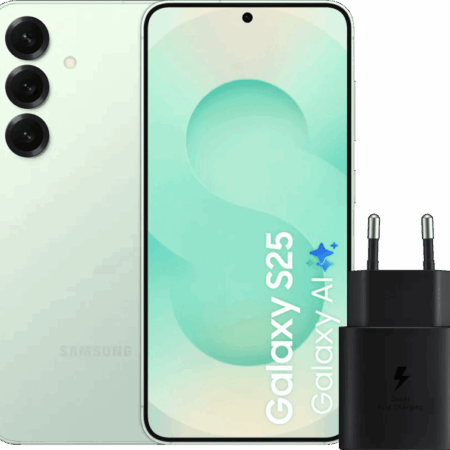 Samsung Galaxy S25 128GB Mint 5G + Samsung Oplader 25 Watt Zwart