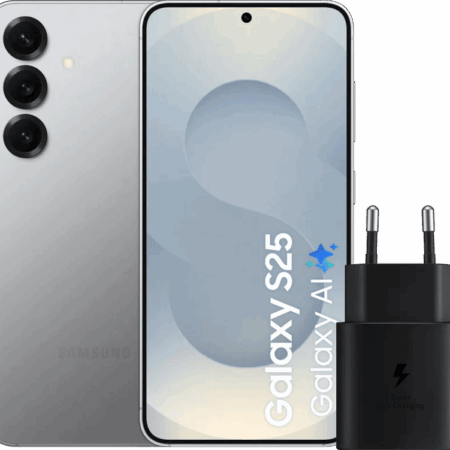 Samsung Galaxy S25 128GB Zilver 5G + Samsung Oplader 25 Watt Zwart