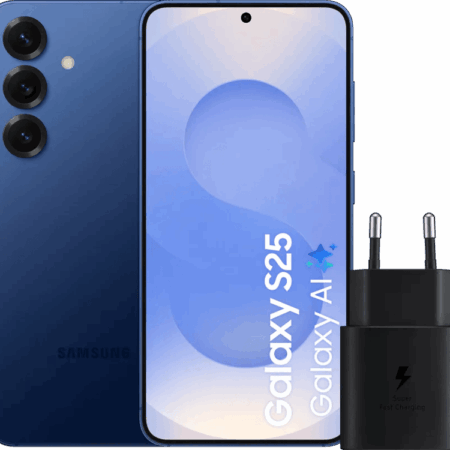 Samsung Galaxy S25 256GB Donkerblauw 5G + Samsung Oplader 25 Watt Zwart