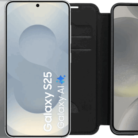 Samsung Galaxy S25 512GB Zilver 5G + BlueBuilt Book Case Zwart