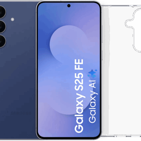 Samsung Galaxy S25 FE 128GB Donkerblauw 5G + BlueBuilt Back Cover Transparant