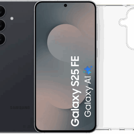Samsung Galaxy S25 FE 256GB Zwart 5G + BlueBuilt Back Cover Transparant