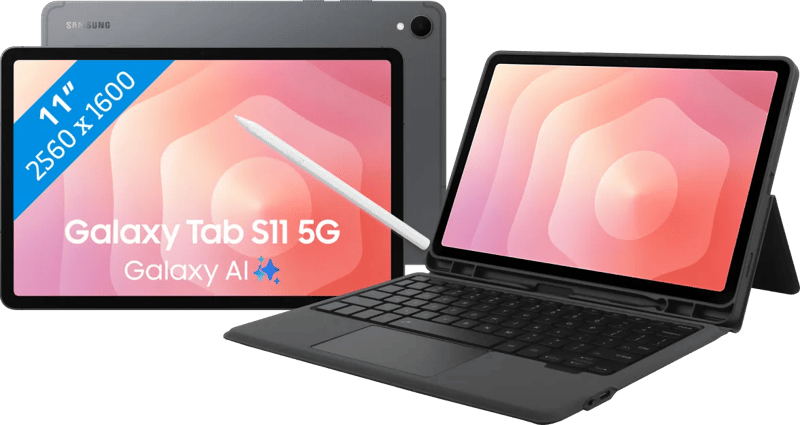 Samsung Galaxy Tab S11 11 inch 128GB Wifi Zilver + BlueBuilt Toetsenbord Hoes QWERTY