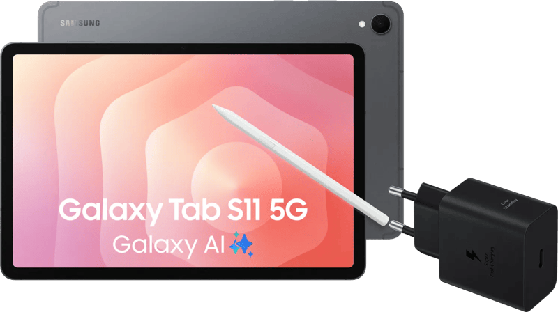 Samsung Galaxy Tab S11 11 inch 128GB Wifi en 5G Grijs + Oplaadpakket