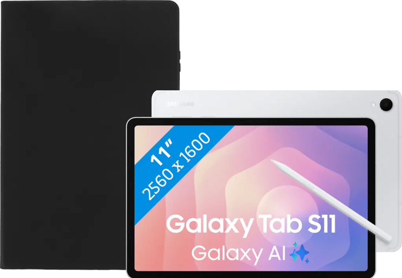 Samsung Galaxy Tab S11 11 inch 256GB Wifi Zilver + Book Case Zwart