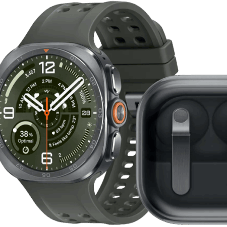 Samsung Galaxy Watch Ultra 2 5G Titanium Zilver/Groen 47mm +Samsung Galaxy Buds4 Pro Zwart