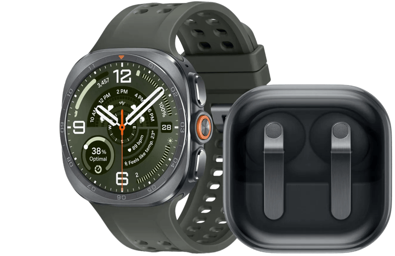 Samsung Galaxy Watch Ultra 2 5G Titanium Zilver/Groen 47mm +Samsung Galaxy Buds4 Pro Zwart