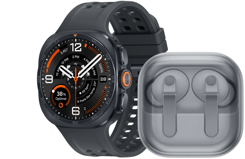 Samsung Galaxy Watch Ultra 2 5G Titanium Zwart 47mm + Samsung Galaxy Buds4 Pro Wit