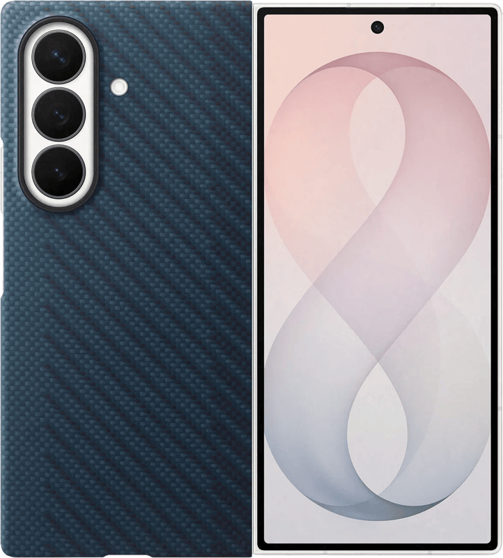 Samsung Galaxy Z Fold 8 Ultra Carbon Back Cover met Magneet Blauw