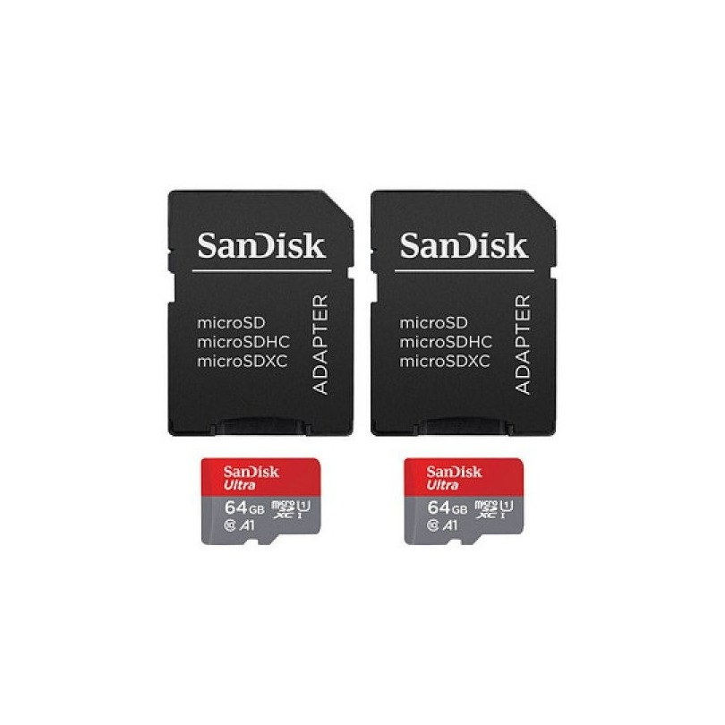 SanDisk MicroSDXC Ultra 64GB 140mb/s C10 - SDA UHS-I 2 pack Micro SD-kaart Grijs | SanDisk