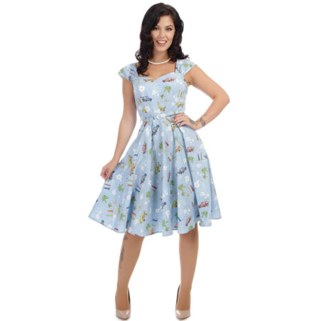 Sandra Car Swing Dress Blue-34 (NL)/ 8 (UK) | 50% korting | Collectif