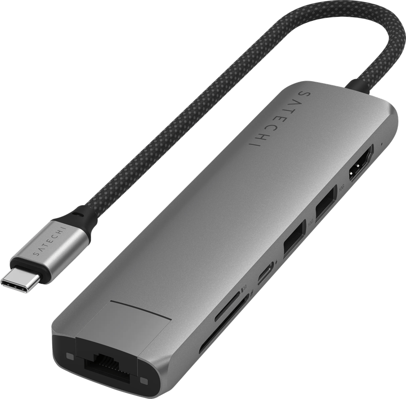Satechi Usb C 7-in-1 Slim Multiport Adapter met Ethernet Space Grey