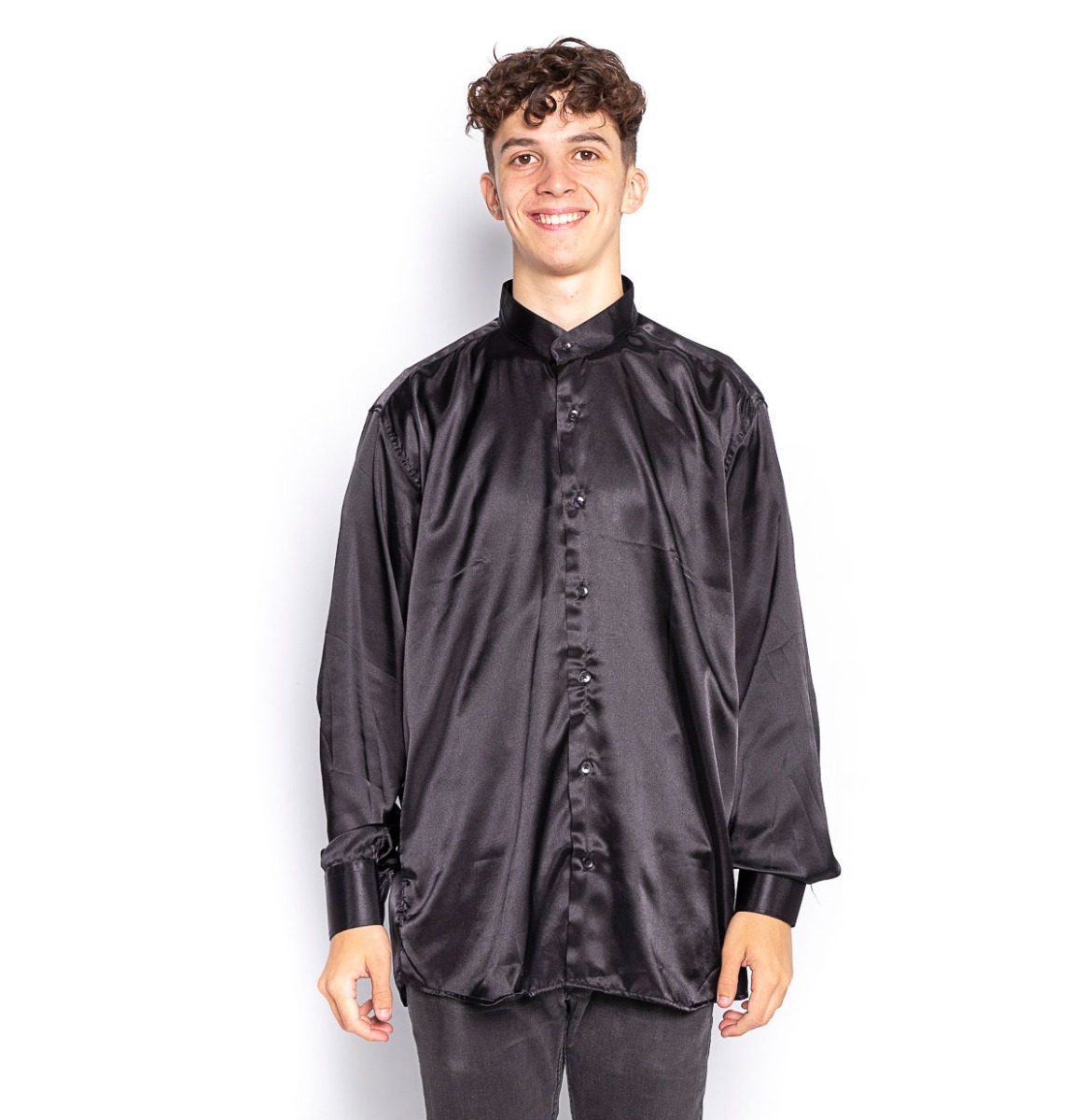 Satin Blouse Black-L | Fiftiesstore