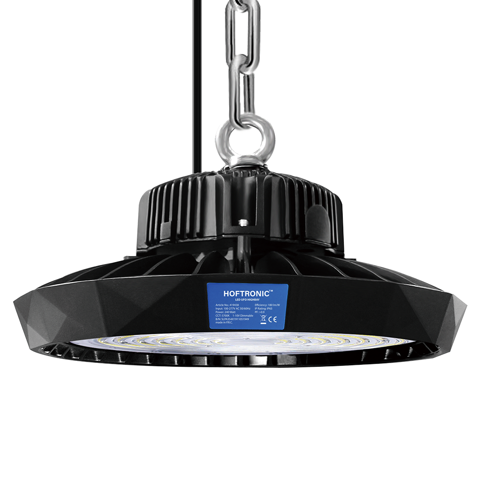 Saturn LED High Bay - Dimbaar - 240 Watt 45.600 lumen (190lm/W) - 5700K daglicht wit - 120° - IP65 waterdicht - Energielabel A - Bridgelux LED's | HOFTRONIC