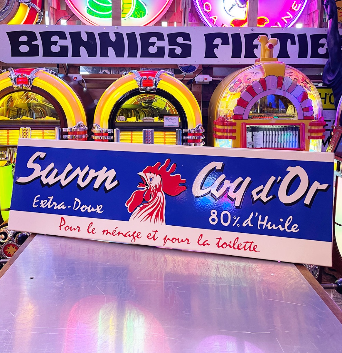 Savon Coq D'Or Emaille Reclamebord 100 x 31 cm | The Dutch Pickers