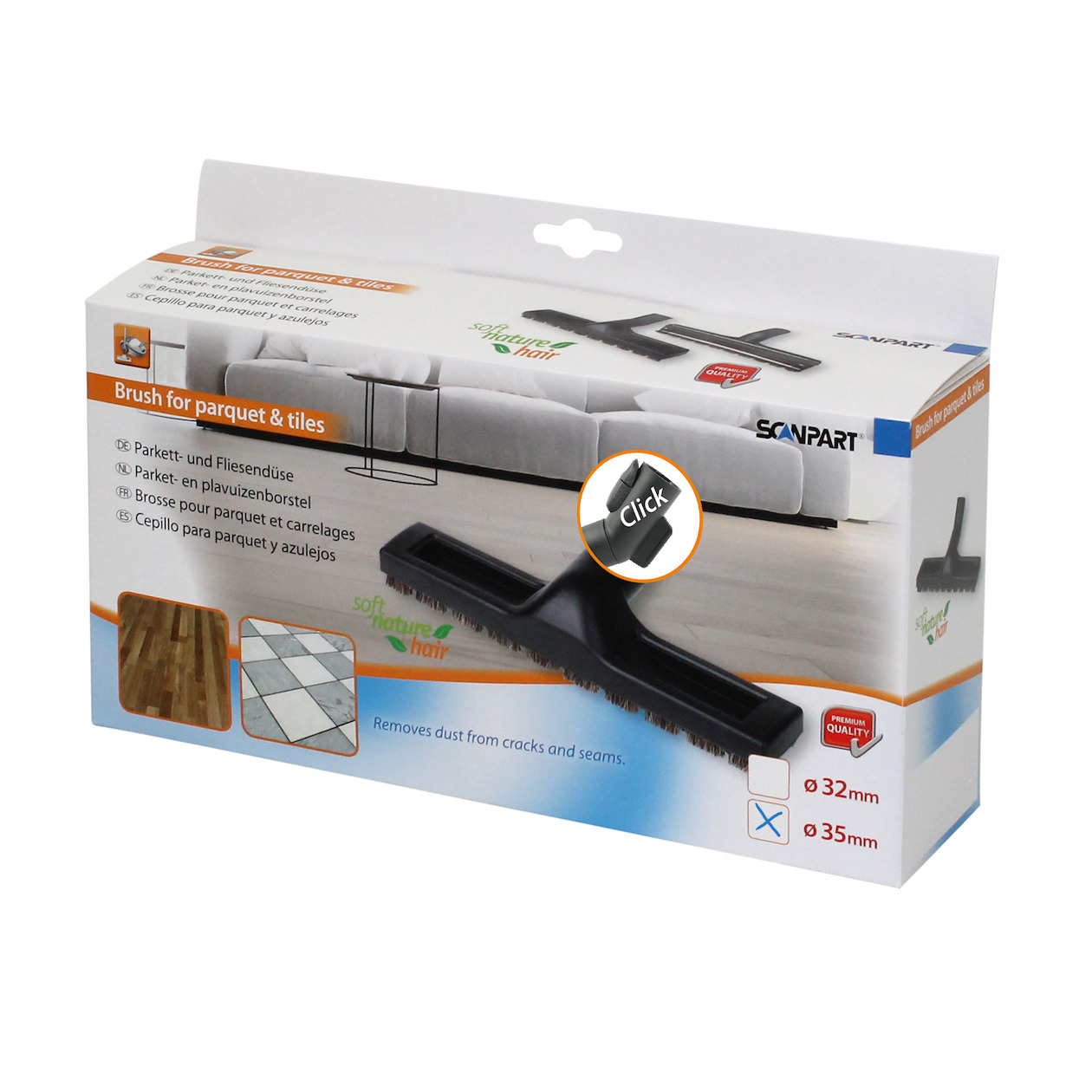 Scanpart Parketborstel 35mm Met Parkeerhaak Stofzuiger accessoire | Scanpart