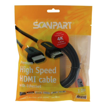 Scanpart Premium High Speed HDMI kabel met Ethernet 3.0m 4K60Hz 18Gbps HDMI kabel | Scanpart