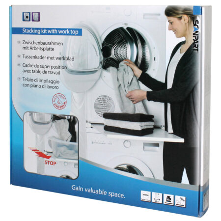 Scanpart tussenkader voor wasmachine en droger met werkblad Droger accessoire Wit | Scanpart