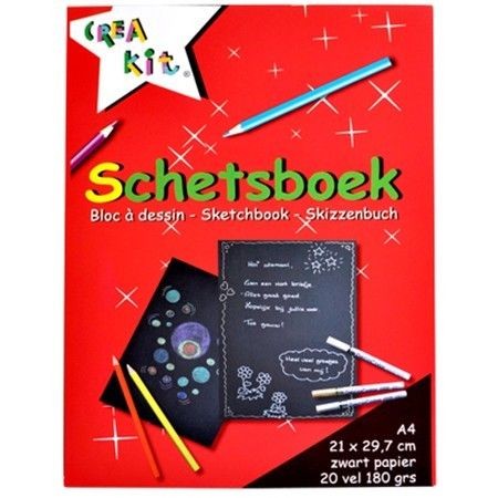 Schetsboek A4 20P Zwart Papier 180 Gram |