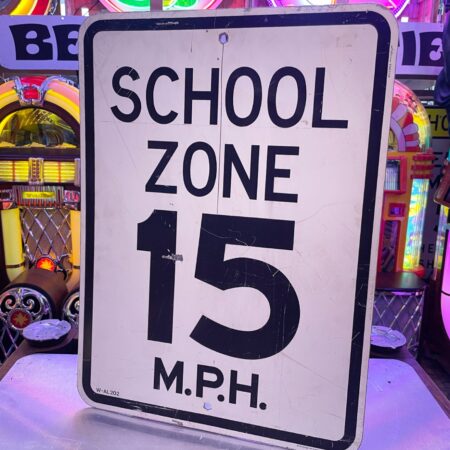 School Zone 15 M.P.H. - Origineel Amerikaans Straatbord | The Dutch Pickers