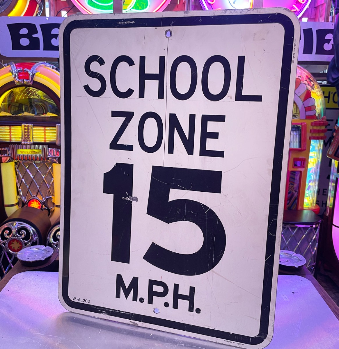 School Zone 15 M.P.H. - Origineel Amerikaans Straatbord | The Dutch Pickers