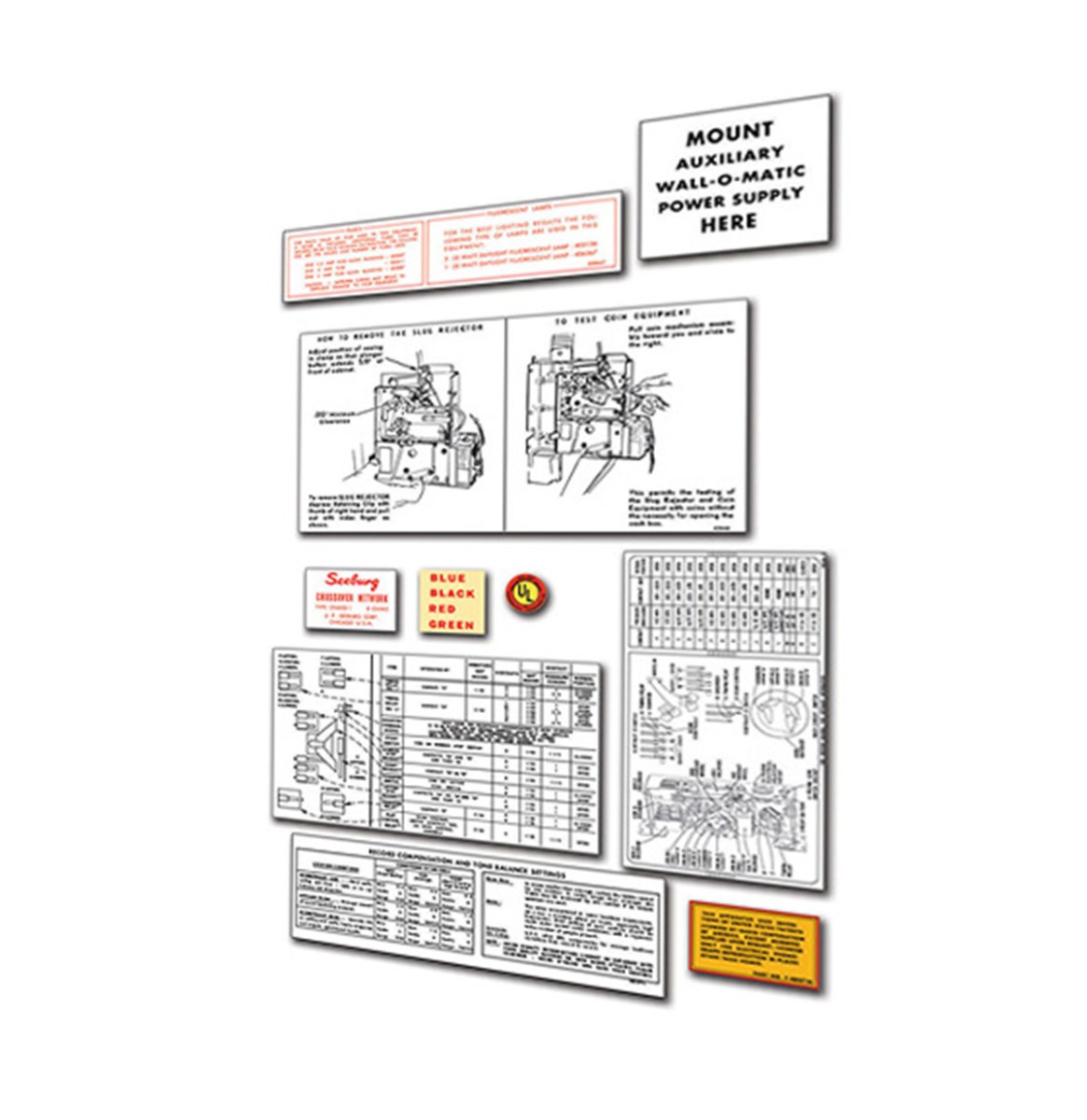Seeburg VL200 Papieren Decal Set Inserts | Fiftiesstore