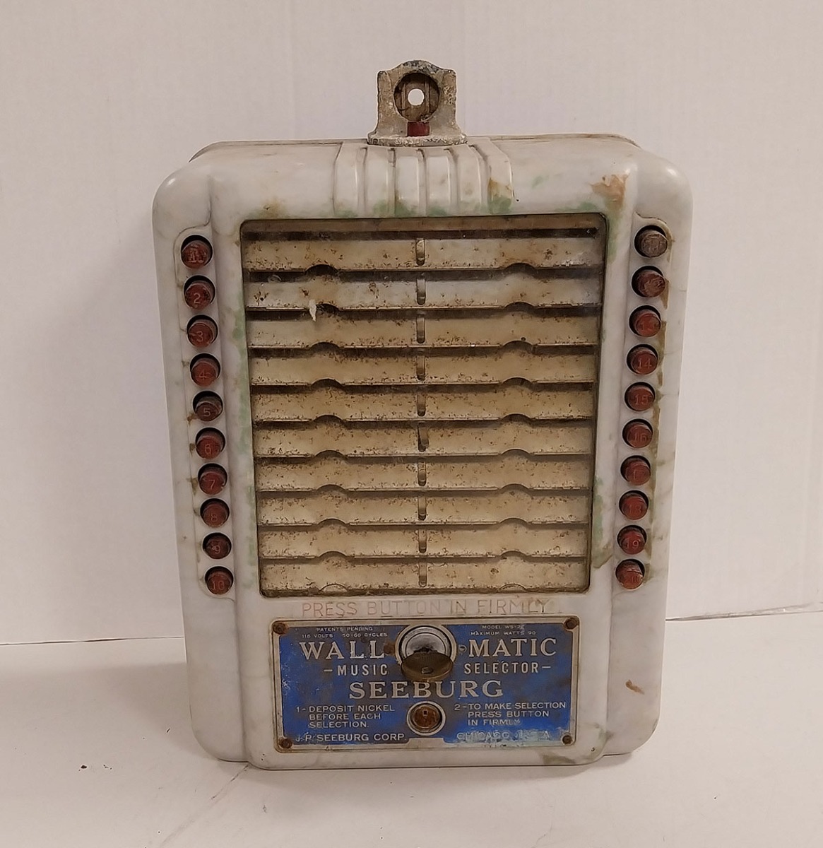 Seeburg WS-2Z Wallbox Wit Gemarmerd - Origineel | Seeburg
