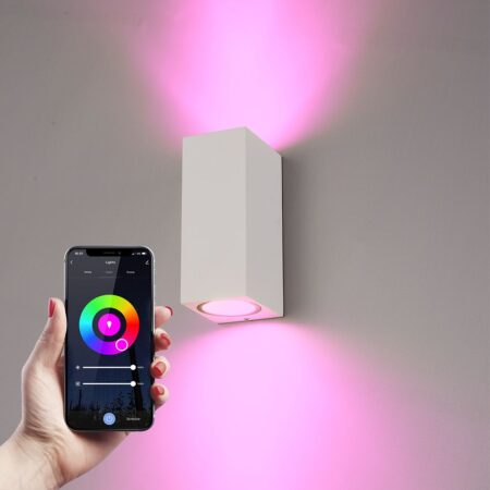 Selma Smart Wandlamp LED - Wifi + Bluetooth - 11 Watt 690 lumen - Dimbaar - RGBWW - IP65 waterdicht - GU10 - Up Down lamp - Wit - Google Home