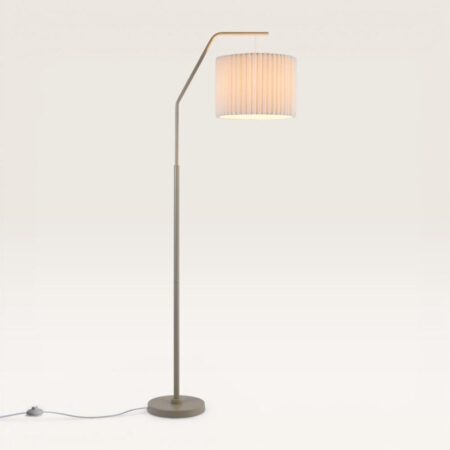 Selyra - Beige Staande lamp Metaal met Linnen kap 170 cm - Scandinavisch Design - Woonkamer lamp - E27 fitting - Met voetschakelaar | LUSENZ