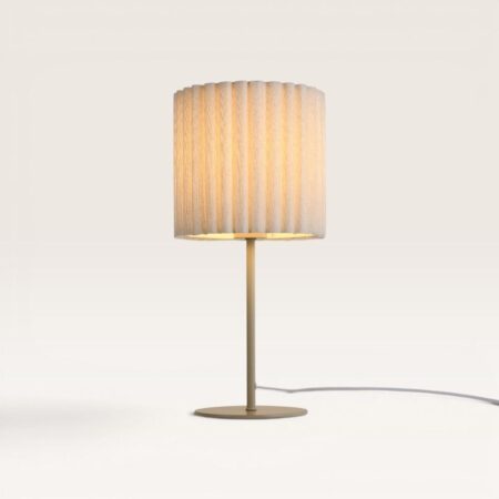 Selyra led tafellamp met kap 40 cm - Scandinavisch Design - Bureaulamp - Beige voet - Linnen kap - E27 fitting - Met aan/uit schakelaar | LUSENZ