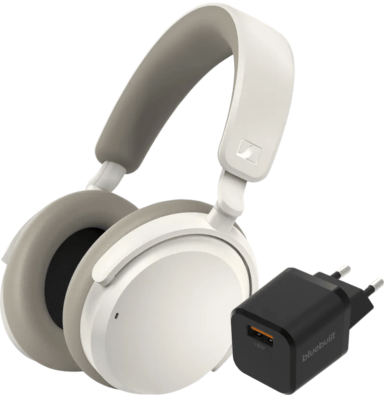 Sennheiser Accentum Wireless Wit + BlueBuilt Quick Charge Oplader Usb A Poort 18W Zwart