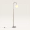 Sereno - Staande lamp Messing - Marmeren voet - 160 cm - Woonkamer lamp - Modern design - E27 fitting - Albast glas - Met voetschakelaar | LUSENZ