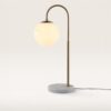 Sereno - Tafellamp Messing - Marmer voet - 30 cm - Modern design - Salon tafellamp - E27 fitting - Albast glas - Met aan/uit schakelaar | LUSENZ