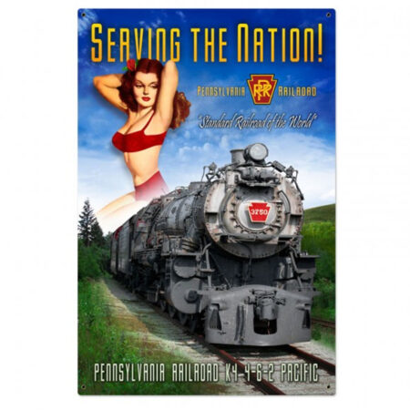 Serving The Nation Pennsylvania Railroad Pin-Up Zwaar Metalen Bord XL | 15% korting | Fiftiesstore