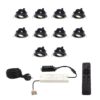 Set met 10 Sienna 12V inbouwspots - 3 Watt 200 lumen - 2700K warm wit - Zwart - IP44 waterdicht - kantelbaar - verandaspots - met afstandsbediening | HOFTRONIC