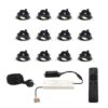 Set met 12 Sienna 12V inbouwspots - 3 Watt 200 lumen - 2700K warm wit - Zwart - IP44 waterdicht - kantelbaar - verandaspots - met afstandsbediening | HOFTRONIC