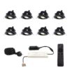 Set met 8 Sienna 12V inbouwspots - 3 Watt 200 lumen - 2700K warm wit - Zwart - IP44 waterdicht - kantelbaar - verandaspots - met afstandsbediening | HOFTRONIC